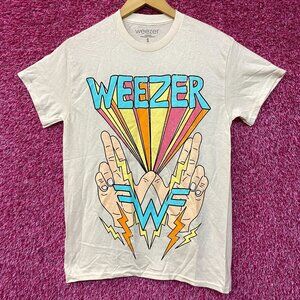 Weezer W Hands And Lightning "Teal" Album Rock Band T-Shirt Small